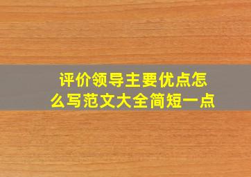 评价领导主要优点怎么写范文大全简短一点