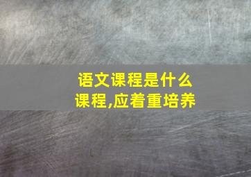 语文课程是什么课程,应着重培养