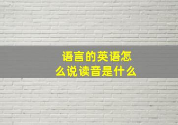 语言的英语怎么说读音是什么