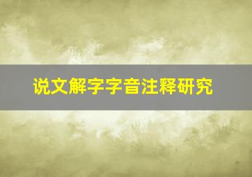 说文解字字音注释研究