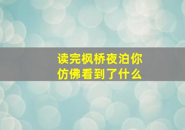 读完枫桥夜泊你仿佛看到了什么