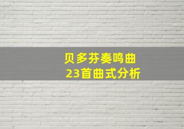 贝多芬奏鸣曲23首曲式分析