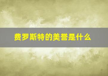 费罗斯特的美誉是什么