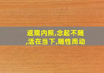 返观内照,念起不随,活在当下,随性而动