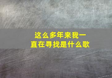 这么多年来我一直在寻找是什么歌