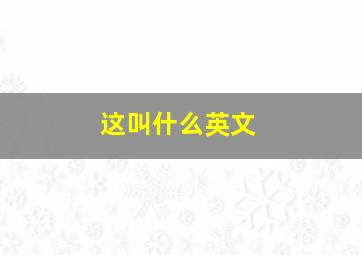 这叫什么英文