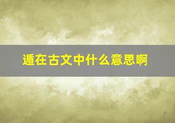 遁在古文中什么意思啊