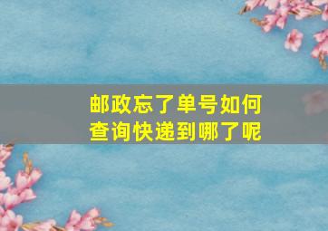 邮政忘了单号如何查询快递到哪了呢