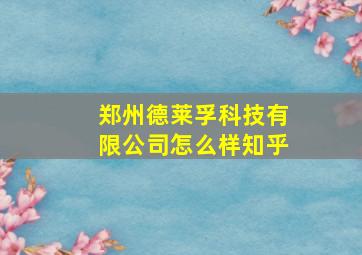 郑州德莱孚科技有限公司怎么样知乎