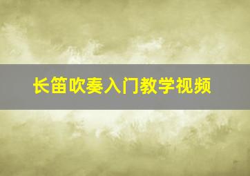 长笛吹奏入门教学视频