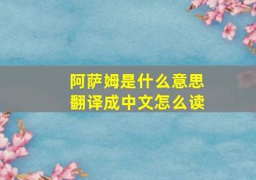 阿萨姆是什么意思翻译成中文怎么读