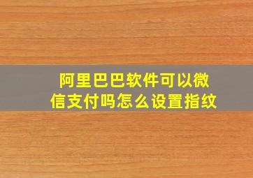 阿里巴巴软件可以微信支付吗怎么设置指纹