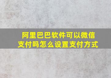 阿里巴巴软件可以微信支付吗怎么设置支付方式