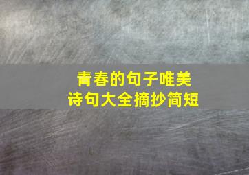 青春的句子唯美诗句大全摘抄简短