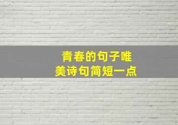 青春的句子唯美诗句简短一点