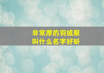 非常厚的羽绒服叫什么名字好听