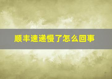 顺丰速递慢了怎么回事