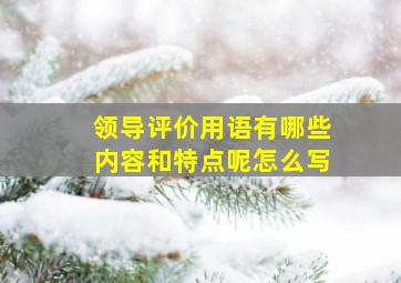 领导评价用语有哪些内容和特点呢怎么写