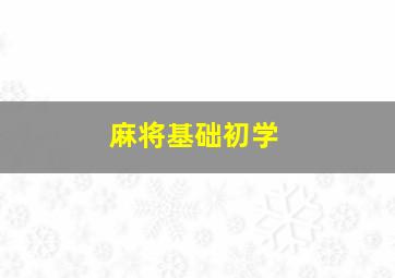 麻将基础初学