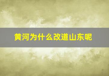 黄河为什么改道山东呢